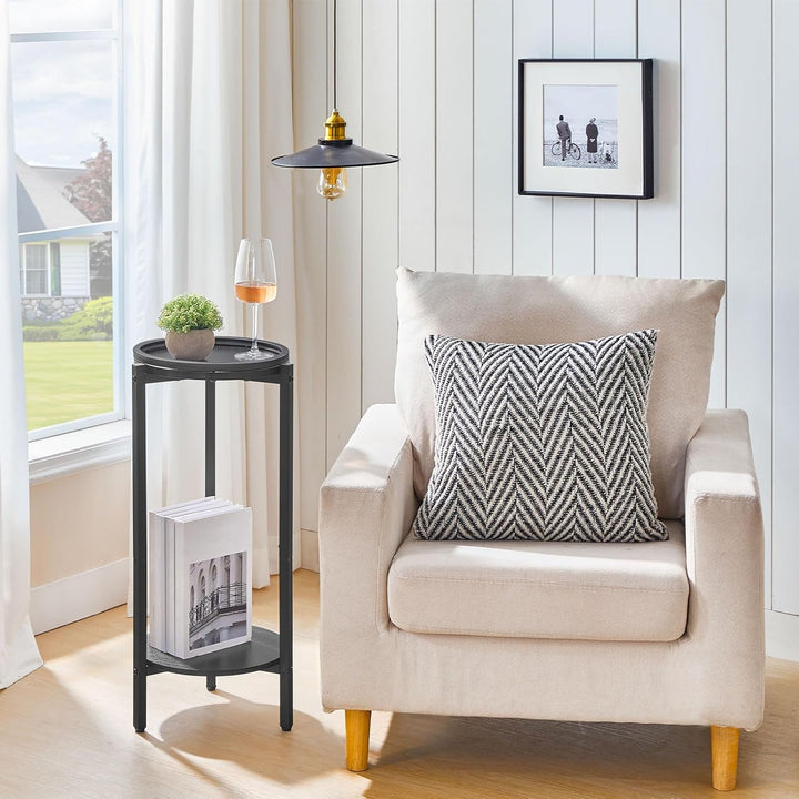 HOOBRO Beistelltisch, Kleiner Tisch, 2-stufiger runder Couchtisch, Sofatisch, Getränketisch, für kle