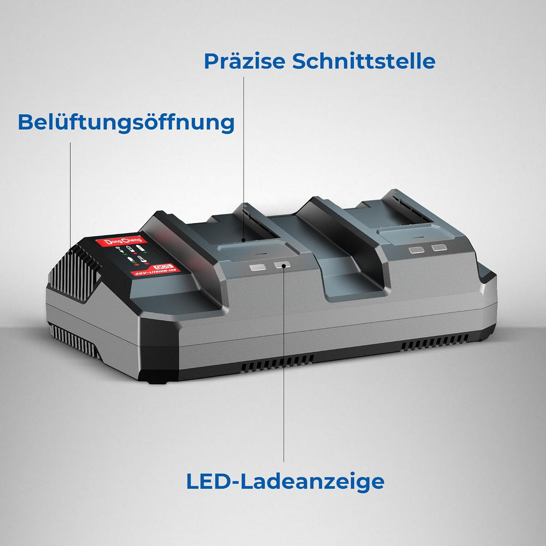 Dongcheng 18V (40V MAX) Lithium-Ionen-Akku-Doppel-Ladegerät, 1 Stunde Schnellladung, Modellnummer FF