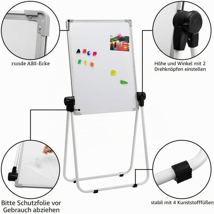 DOEWORKS Kinder Whiteboard Staffelei Doppelseitiges Staffelei Kinder Whiteboard & Kreidetafel mit Au