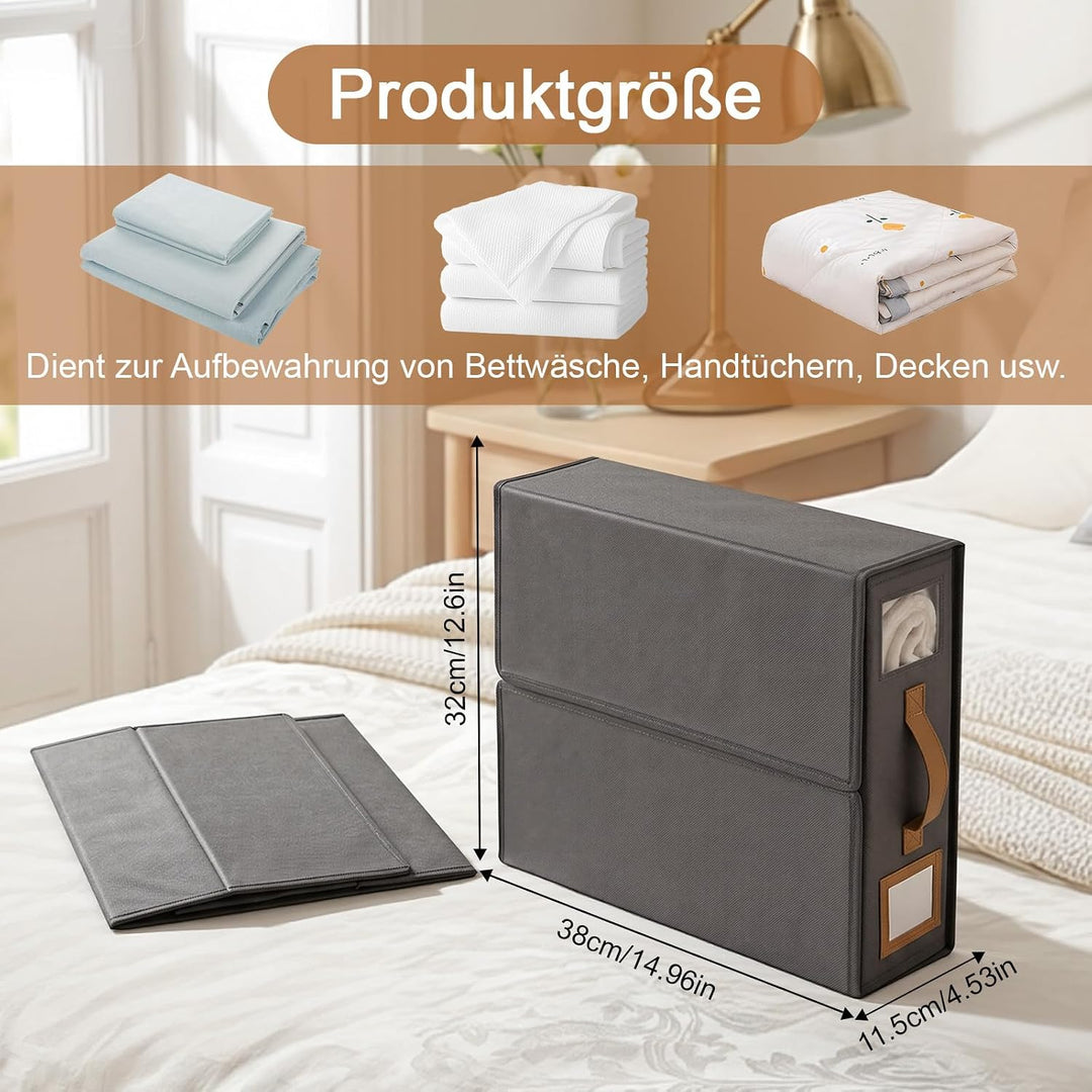 JIZZU 3 Stück Bettwäsche Aufbewahrung Organizer, 38 x 32 x 11,5 cm Unterbett Aufbewahrungsbox, Faltb