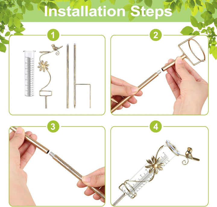 Gartenstecker Regenmesser mit inklusive Skala für genaue Niederschlagsmessung für Hof Deck Rasen Lan