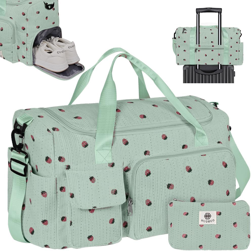 Sporttasche Damen, Sporttasche Kinder, Faltbare Reisetasche Weekender mit Schuhfach und Nassfach, Re