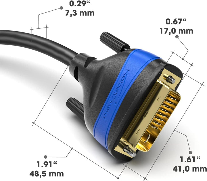 KabelDirekt – Dual Link DVI Kabel – mit Ferritkern für störungsfreie Signalübertragung – 10m (digita