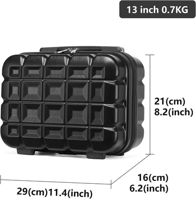 KONO Gepäck-Sets Kofferset 2 Teilig Handgepäck Koffer mit Beautycase (54cm+Kosmetikkoffer, Schwarz)