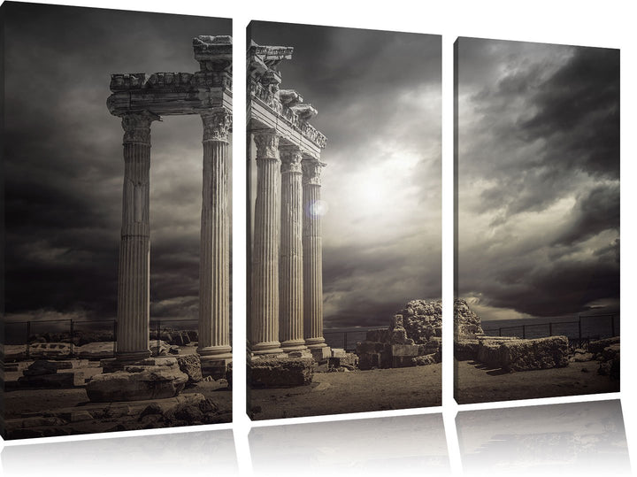 Pixxprint Apollon Tempel Ruine in Side als Leinwandbild/Grösse: 3 Teilig (120x80) cm/Wandbild/Kunstd