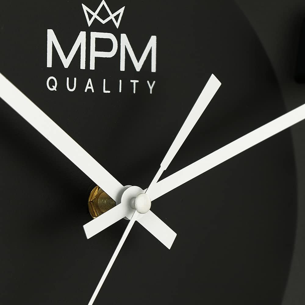 MPM Quality Design Wanduhr, 3D-Ziffern, Quarz-Uhrwerk Sweep, Schwarz/Weiss, Modern, Kunststoff und M