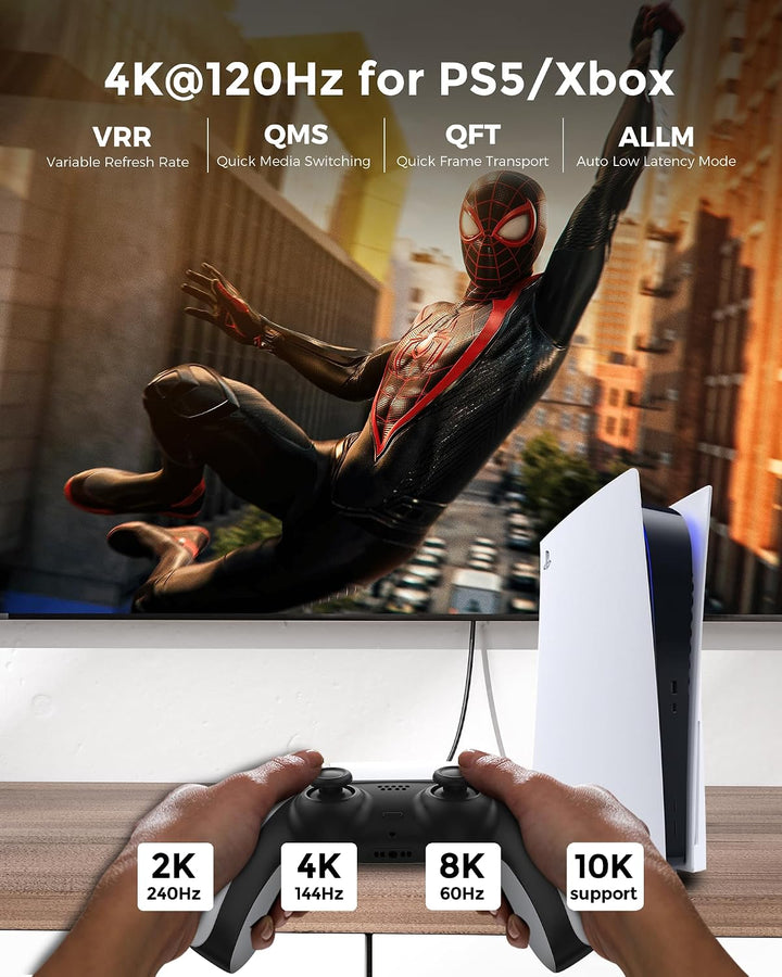 Silkland 8K HDMI 2.1 Kabel 7.5m, HDMI®Kabel eARC für Soundbar 48Gbps, PS5 HDMI Kabel 4K@120Hz, 2K@24