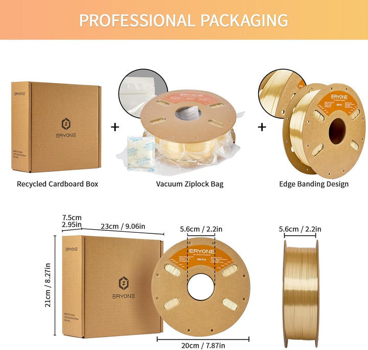 ERYONE Seiden PLA Filament 1.75mm, PLA Seiden Filament für 3D Drucker, 1.75mm +/- 0,03 mm, 1kg /Spul