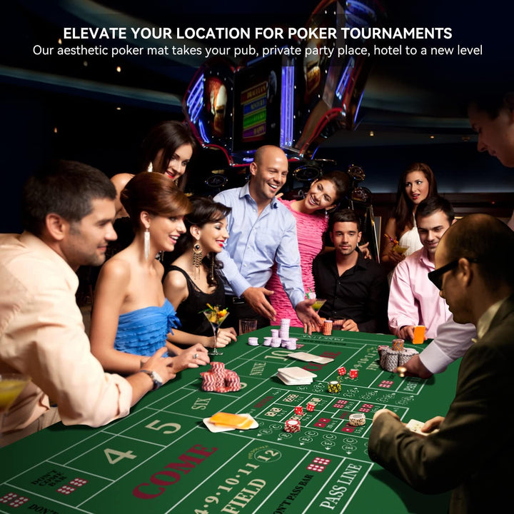 YUZPKRSI 177,8 x 88,9 cm tragbare, professionelle Casino-Craps-Tisch-Layout-Matte mit Tragetasche, r