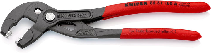 KNIPEX Federbandschellenzange für Schlauchschellen, Chrom-Vanadium, atramentiert, 180 mm (SB-Karte/B