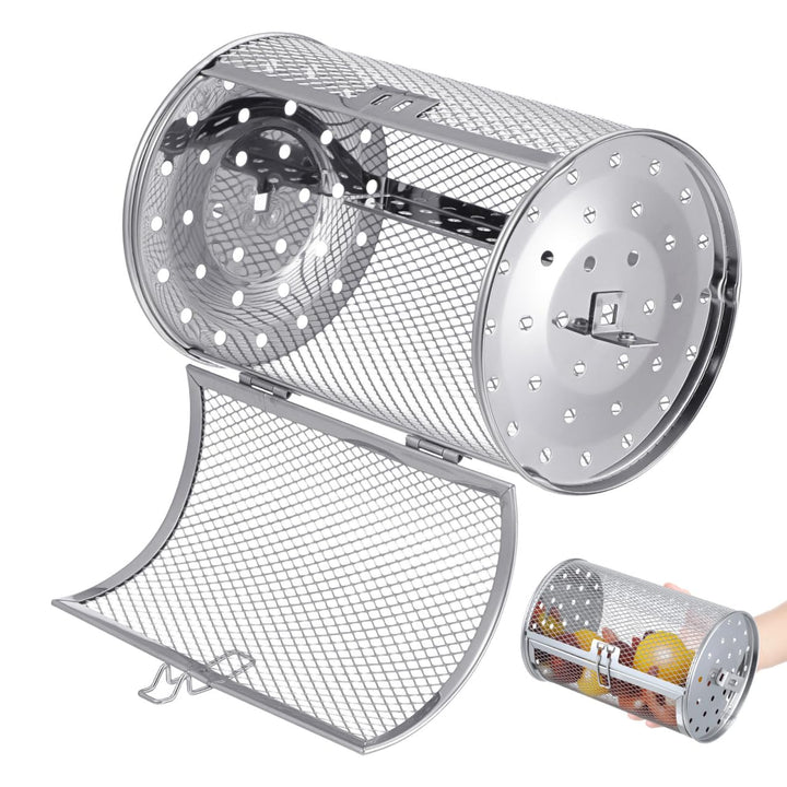UKCOCO Drehspiess Backkorb für Airfryer Hitzebeständig Rostfrei mit Beweglicher Tür zum Grillen und