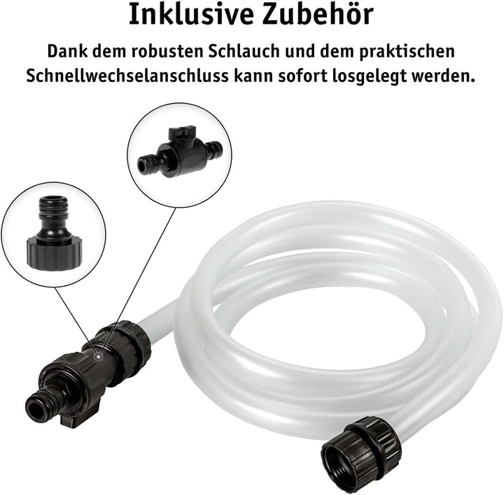 WALTER- Li-Ion Akku-Klarwasserpumpe 20V, Förderhöhe 12 m, Fördermenge 3500 l/h, mit eingebautem 4000