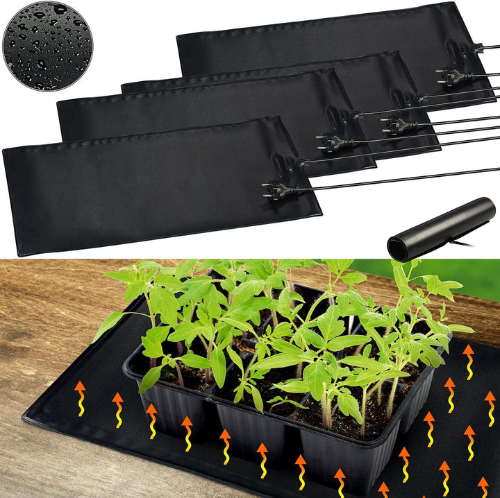 Royal Gardineer Heizfolie: 4er-Set Heizmatten für Pflanzenanzucht/Terrarien, Grösse S, IP67, 20 W (O