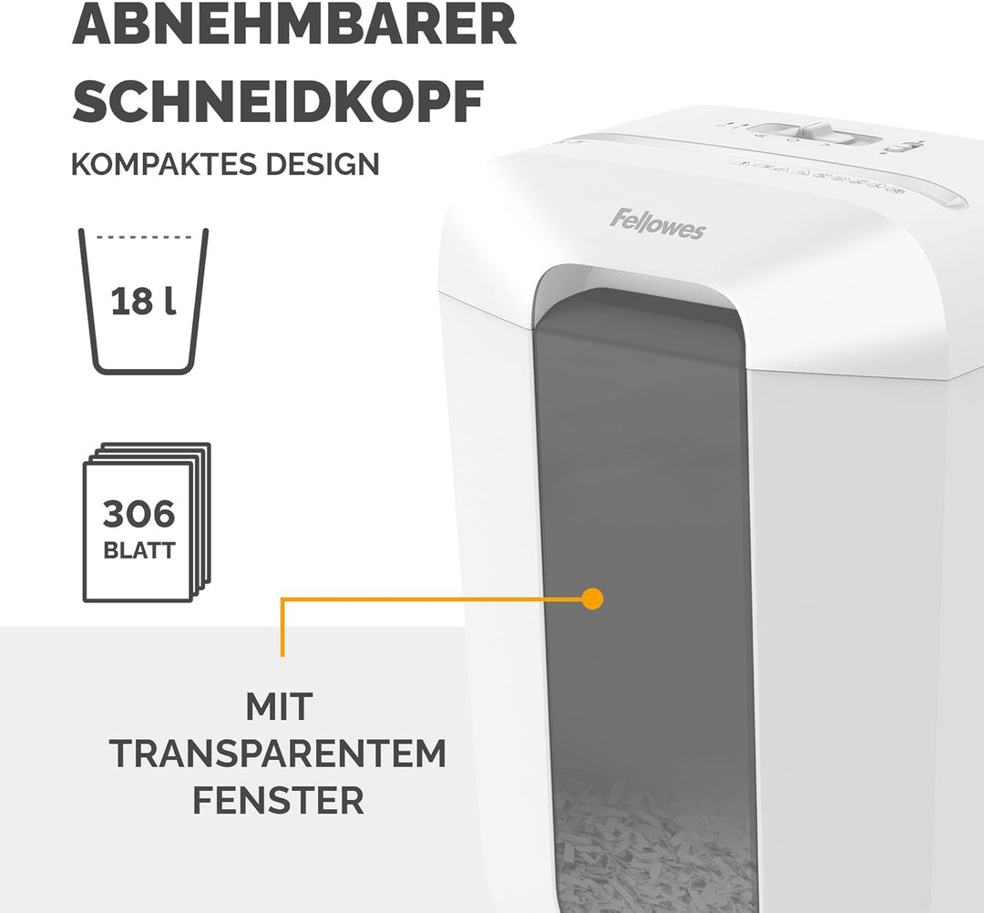 Fellowes Aktenvernichter 11 Blatt (P4), Papierschredder mit Partikelschnitt für Homeoffice und Büro,