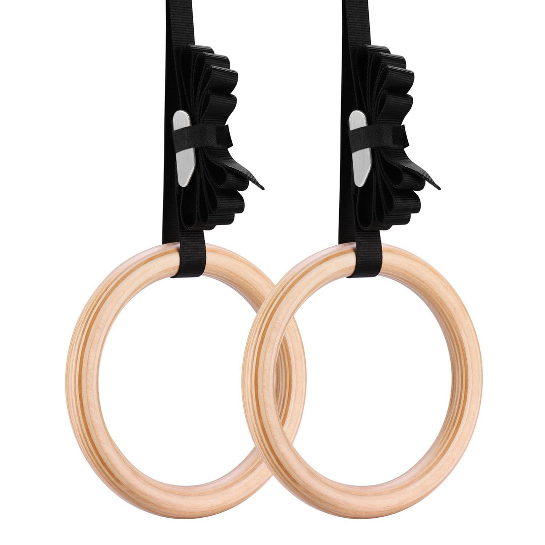 Yimidear Gymnastische Ringe, Holz Olympische Ringe mit Gürtelschnallen Gymnastik-Ringe für Krafttrai