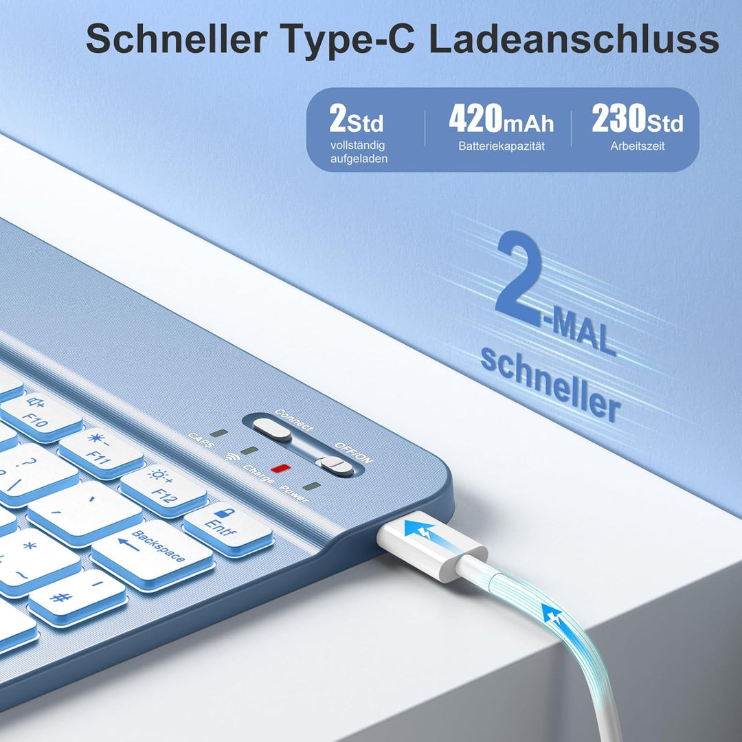 Vobafe Hülle mit Tastatur für iPad 10 Generation 10,9 Zoll 2022-7 Farben Beleuchtete Kabellose Abneh