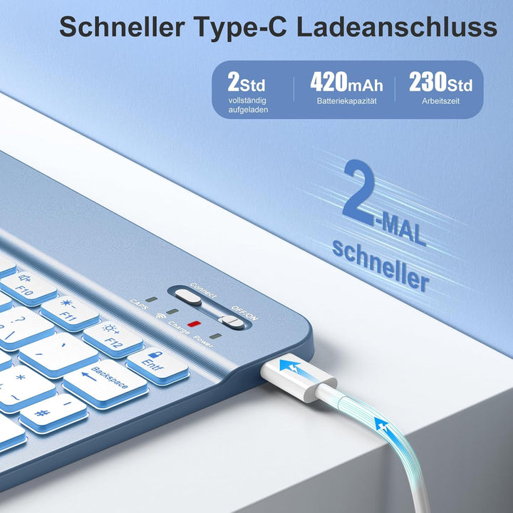 Vobafe Hülle mit Tastatur für iPad 10 Generation 10,9 Zoll 2022-7 Farben Beleuchtete Kabellose Abneh