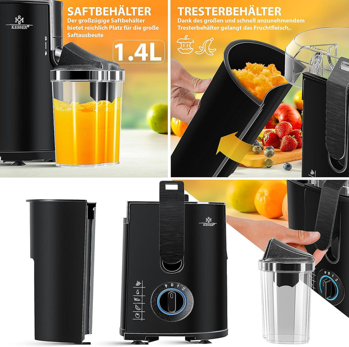 KESSER® Entsafter für Obst und Gemüse aus Edelstahl 1100W grosse 85 mm Einfüllöffnung inkl. Reinigun
