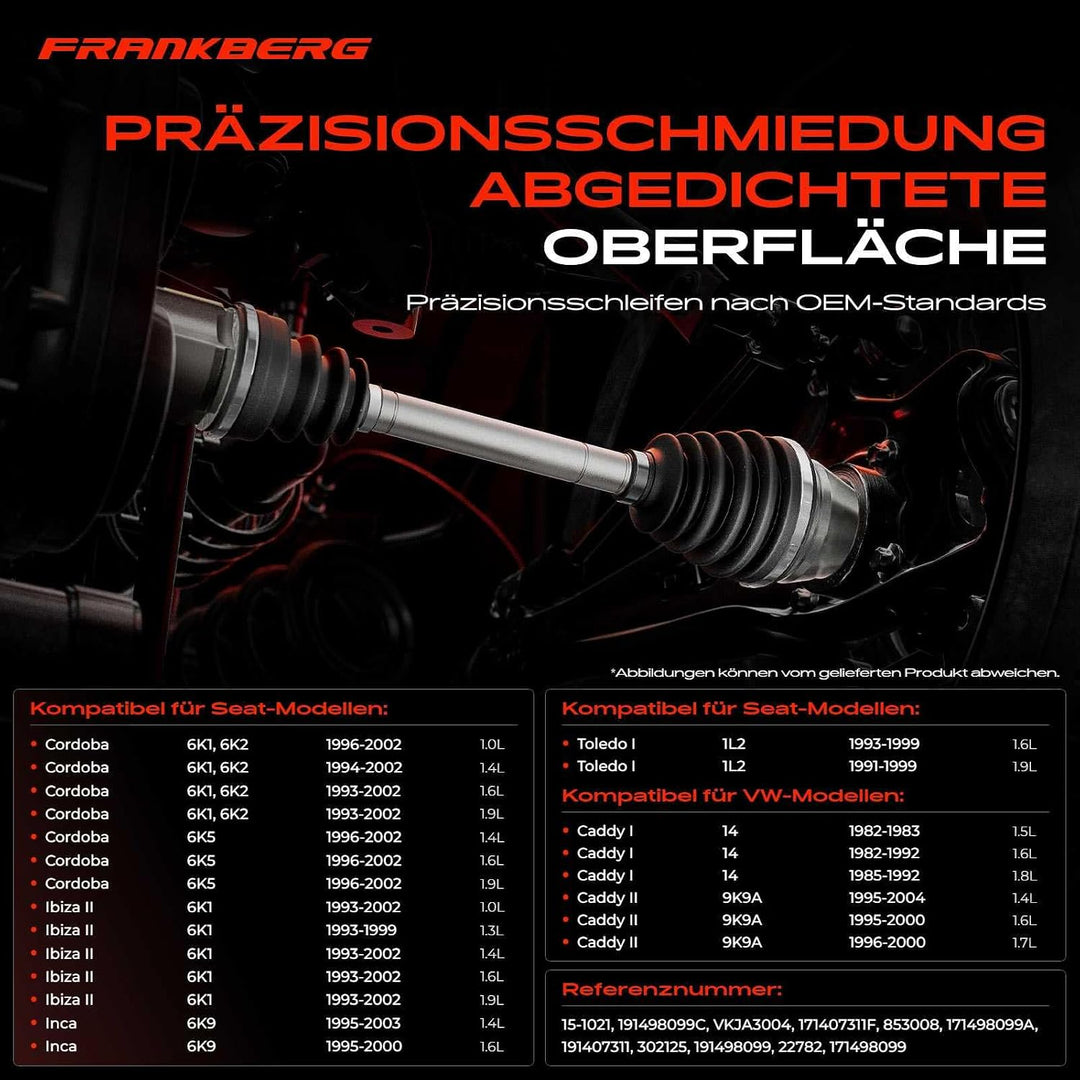 Frankberg Antriebswelle Gelenksatz Vorderachse beidseitig Kompatibel mit Golf III 1H1 1H5 1E7 1.4L-1