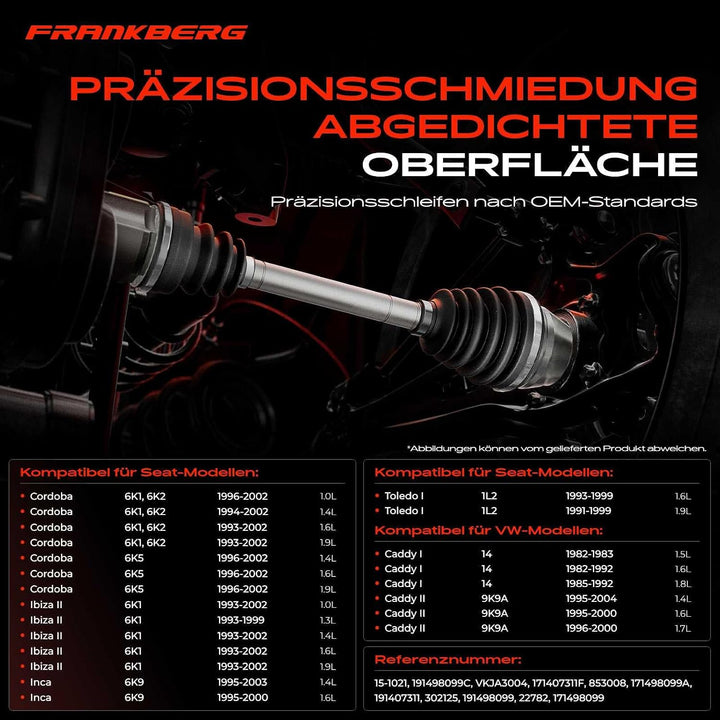 Frankberg Antriebswelle Gelenksatz Vorderachse beidseitig Kompatibel mit Golf III 1H1 1H5 1E7 1.4L-1