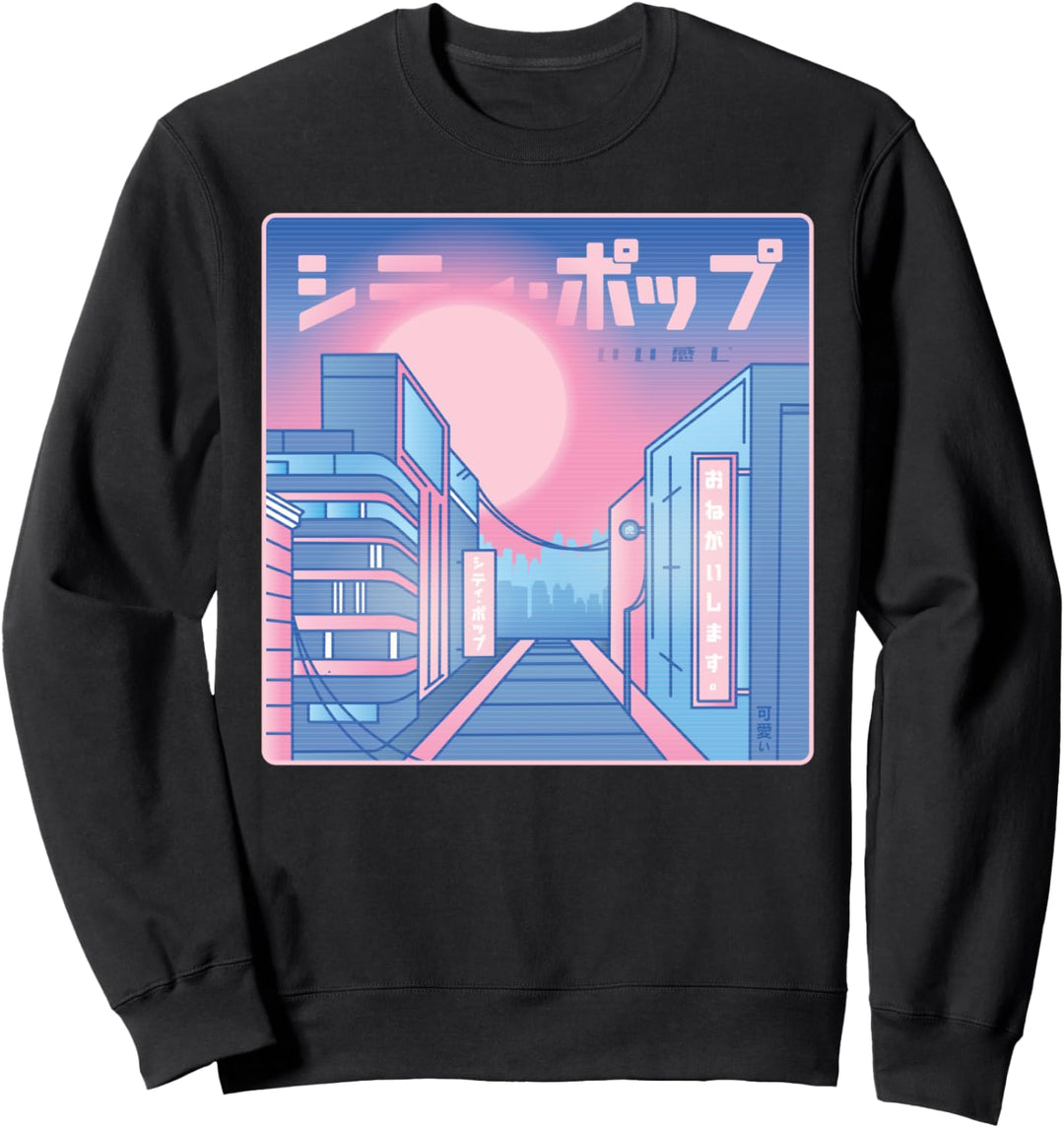 Vaporwave City - Japanischer Stil 80er 90er Japan - Pink Blau Sweatshirt