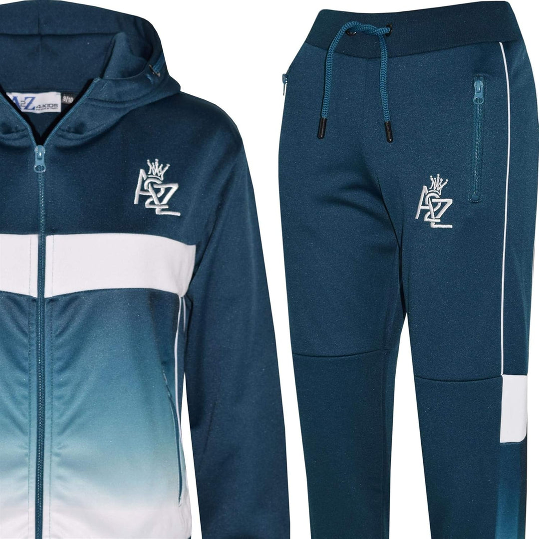 A2Z 4 Kids Kinder Jungen Mädchen Trainingsanzug 3D Digital Zwei Tone Gradient - T.S 307 Teal 7-8