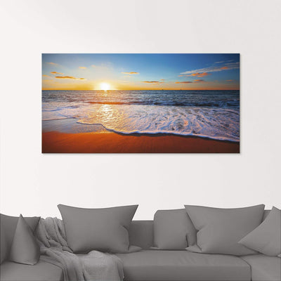 ARTland Glasbilder Wandbild Glas Bild einteilig 60x30 cm Querformat Strand Meer Sonne Karibik Natur