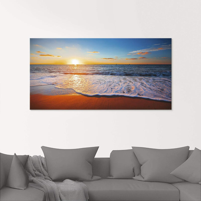 ARTland Glasbilder Wandbild Glas Bild einteilig 60x30 cm Querformat Strand Meer Sonne Karibik Natur