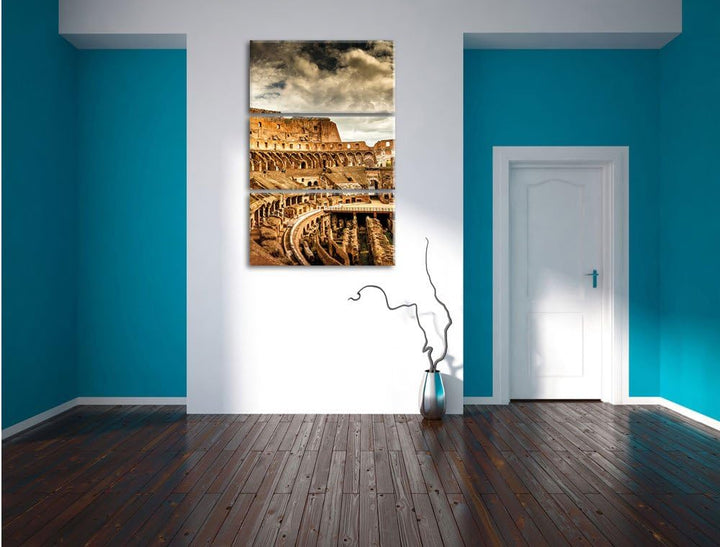 Pixxprint Colloseum in Rom von innen als Leinwandbild/Grösse: 3 Teilig (120x80 cm) cm/Wandbild/Kunst