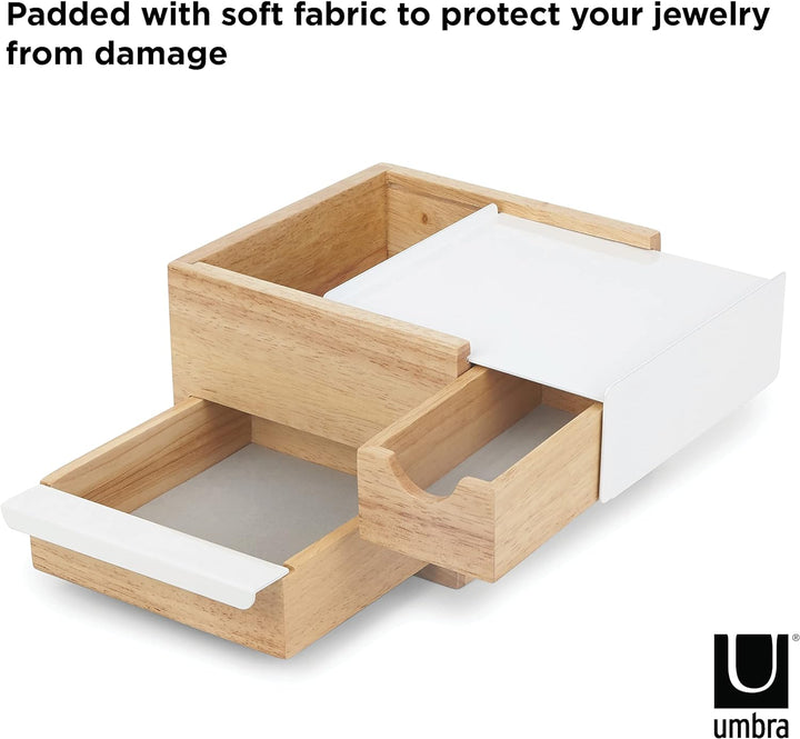 Umbra Stowit Mini Design Schmuckkasten – moderne Schmuck Box mit Geheimfächern für Ringe, Armbänder,