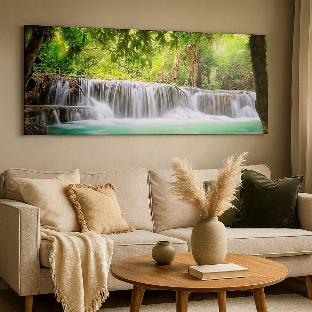 Wandbilder Dekoration Wohnzimmer Wasser Park Natur Landschaft Panorama Bilder auf Leinwand 120x50cm