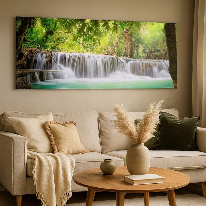 Wandbilder Dekoration Wohnzimmer Wasser Park Natur Landschaft Panorama Bilder auf Leinwand 120x50cm
