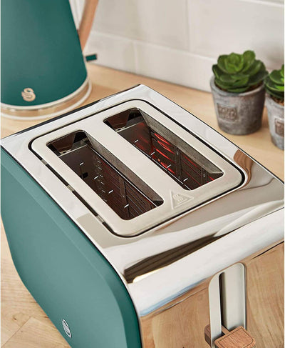 Swan Nordic Breitschlitz-Toaster für 2 Scheiben, 3 Funktionen, 6 Bräunungsstufen, modernes Design, E