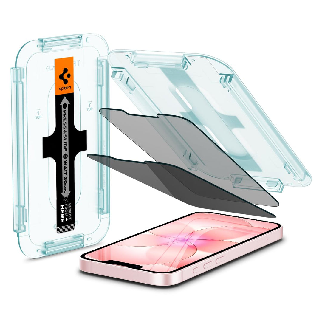 Spigen Glas.tR EZ Fit Sichtschutz Schutzfolie kompatibel mit iPhone 14, iPhone 13, iPhone 13 Pro, 2