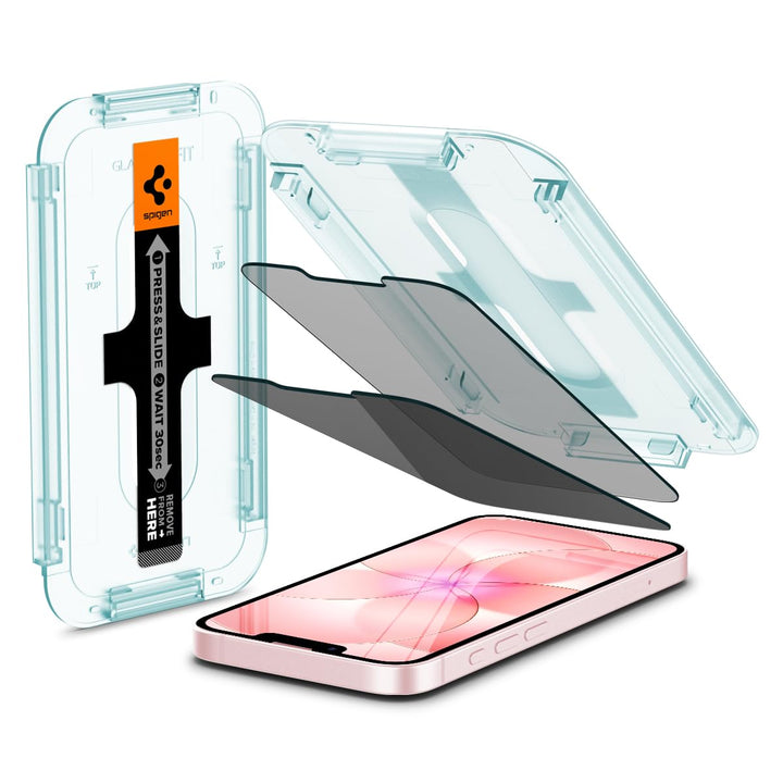 Spigen Glas.tR EZ Fit Sichtschutz Schutzfolie kompatibel mit iPhone 14, iPhone 13, iPhone 13 Pro, 2