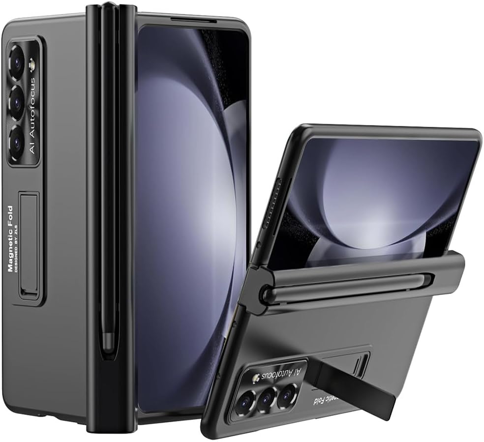 Miimall Kompatibel mit Samsung Galaxy Z Fold 5 Hülle mit S Pen+Displayschutz+Kameraschutz, [Scharnie
