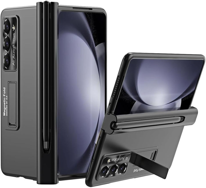 Miimall Kompatibel mit Samsung Galaxy Z Fold 5 Hülle mit S Pen+Displayschutz+Kameraschutz, [Scharnie