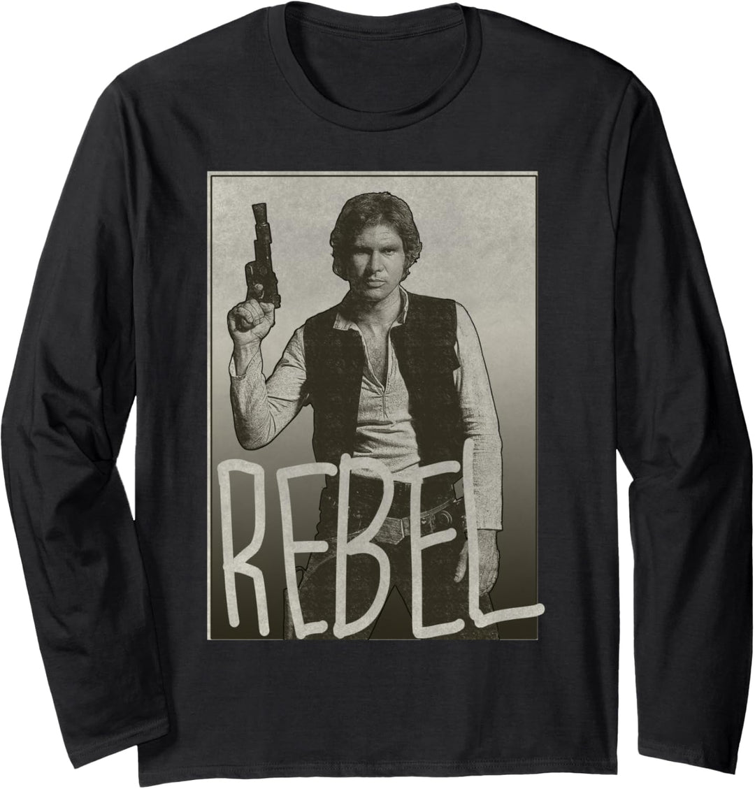 Star Wars Han Solo Rebel Text Photo Langarmshirt