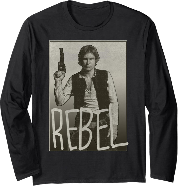 Star Wars Han Solo Rebel Text Photo Langarmshirt