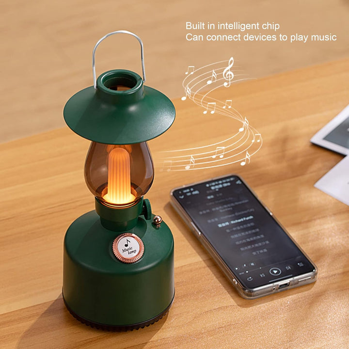 Vintage-Nachtlicht, Retro-Musik-Nachttischlampe, Tragbarer Bluetooth-Lautsprecher mit Dimmbarer, Wei