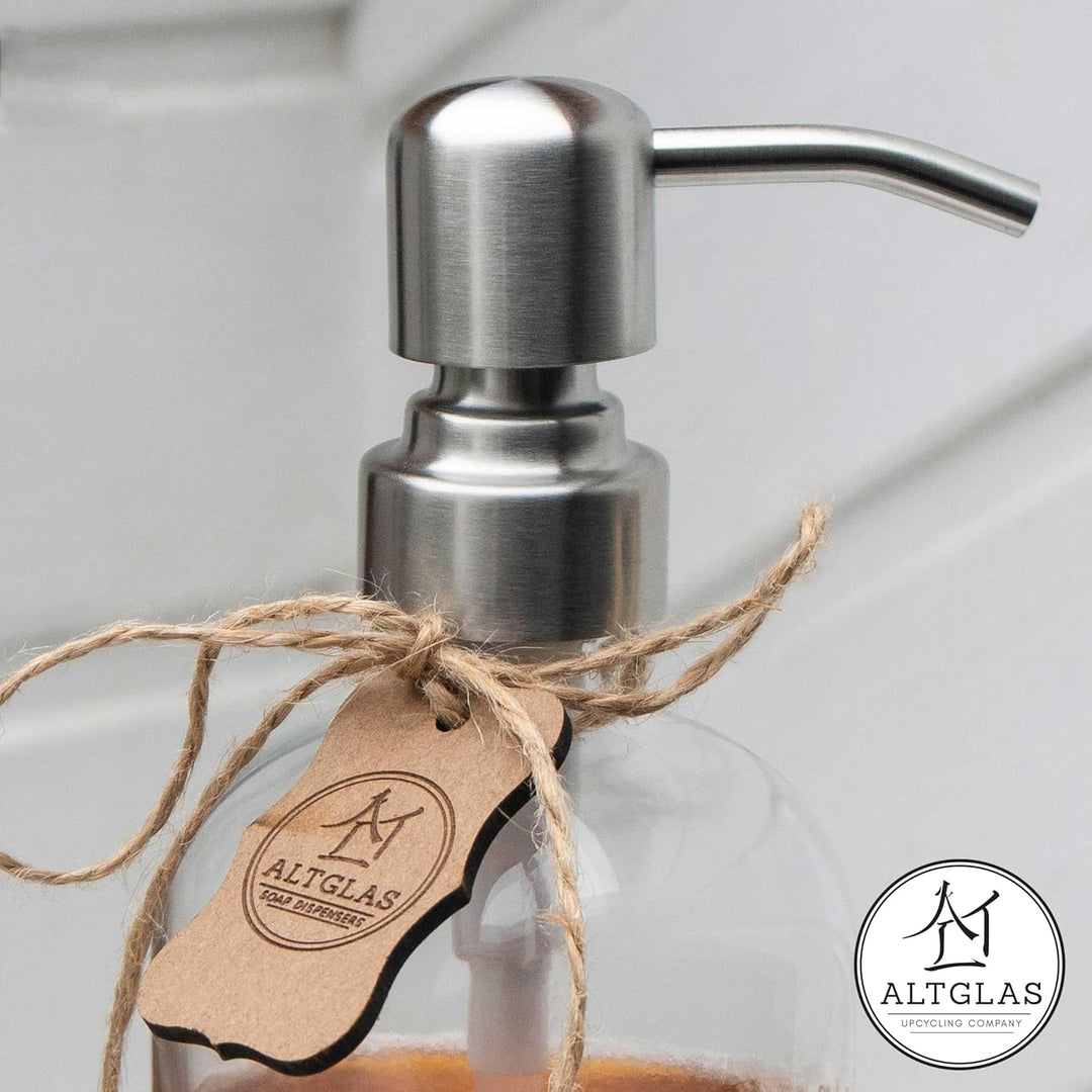 ALTGLAS Seifenspender 'Sarajevo' - Doppel Set Dusch Spender aus Klar Glas Flasche mit Silikon Unters