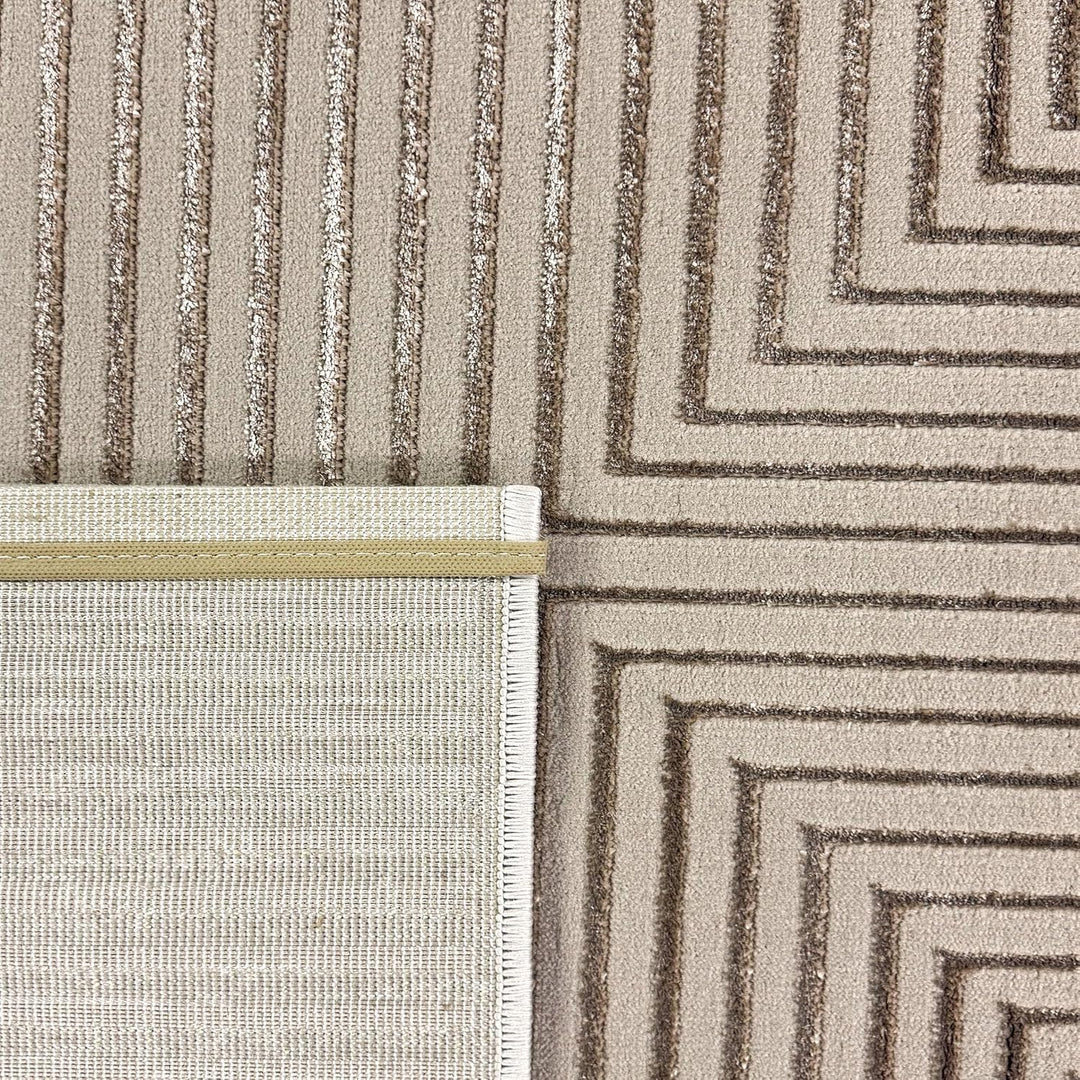 Teppich-Traum Teppich für Wohnzimmer Esszimmer Schlafzimmer 3D-Relief modern geometrisch pflegeleich