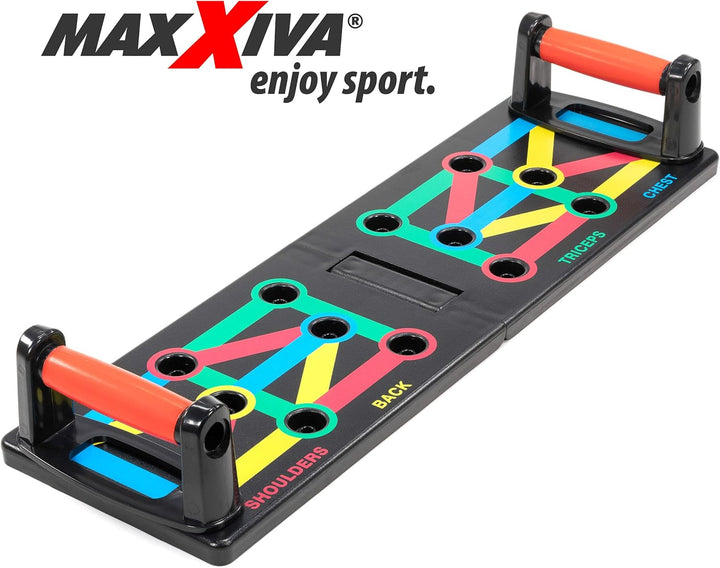 MAXXIVA Push up Board 12 in 1 faltbar Fitness Workout farbcodiert Liegestütze Hometraining Sportgerä