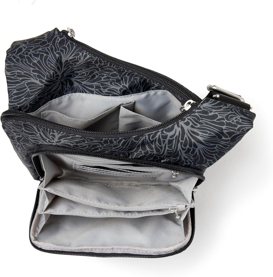 Baggallini Criss Cross Crossbody Bag Midnight Blossom, Midnight Blossom