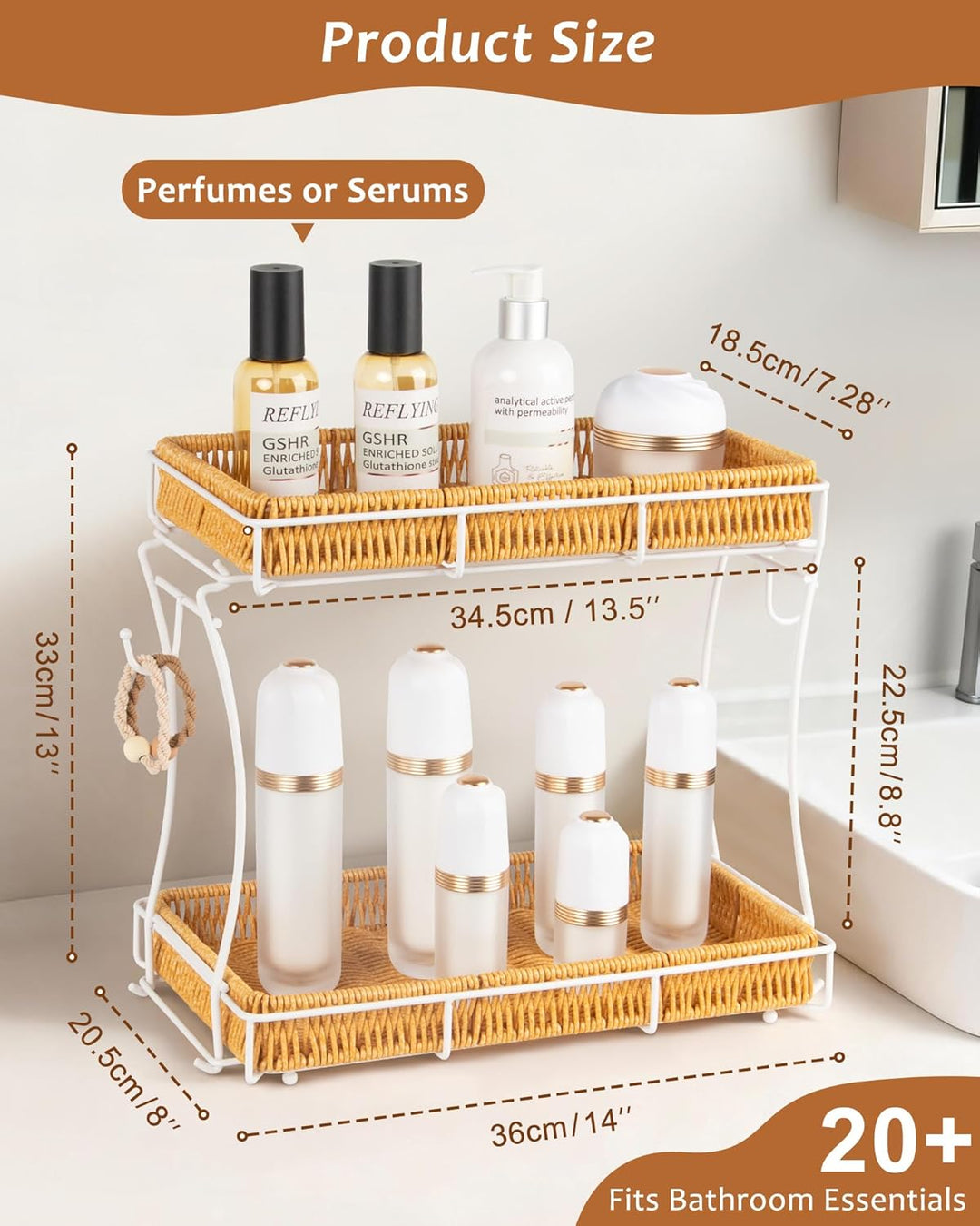 REFLYING Abnehmbarer Badezimmer Organizer, Skincare Parfüm Organizer, Küchen Organizer, Gewürzregal,