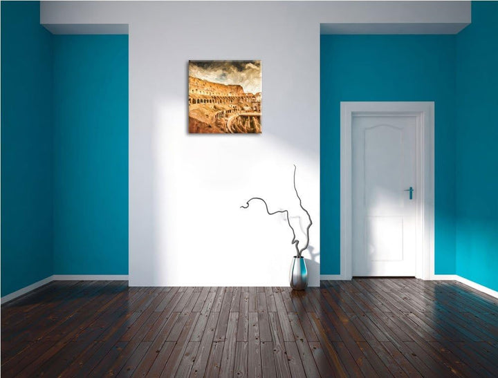 Pixxprint Kolosseum in Rom als Leinwandbild/Grösse: 70x70 cm/Wandbild/Kunstdruck/fertig bespannt, 70