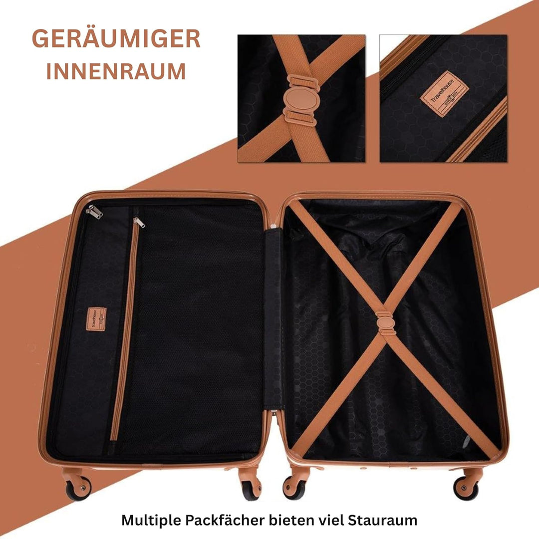 Travelhouse Bari Kofferset 6-teilig – ABS Hartschalen Trolley Set mit 4 Koffern (16"/20"/24"/28"), R