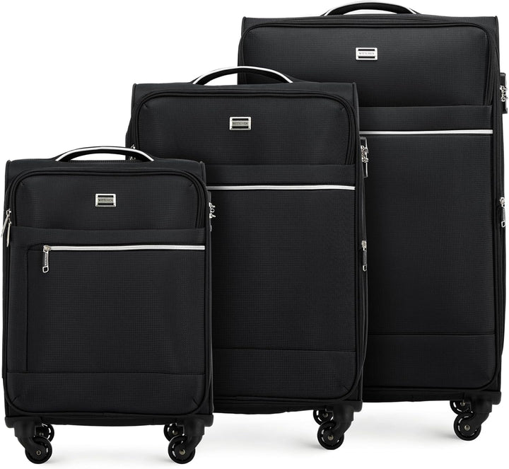 WITTCHEN MIRA Line Set mit 3 Koffer Gepäck Weichgepäck Koffer aus Polyester Tragegriff Teleskopgriff