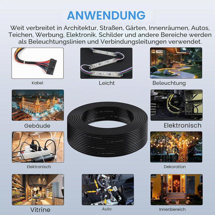 13 Adriges 0,5mm² 5 Meter Fahrzeugkabel – Mehradriges Anhängerkabel, Runder Erdleiter, Schwarz, für