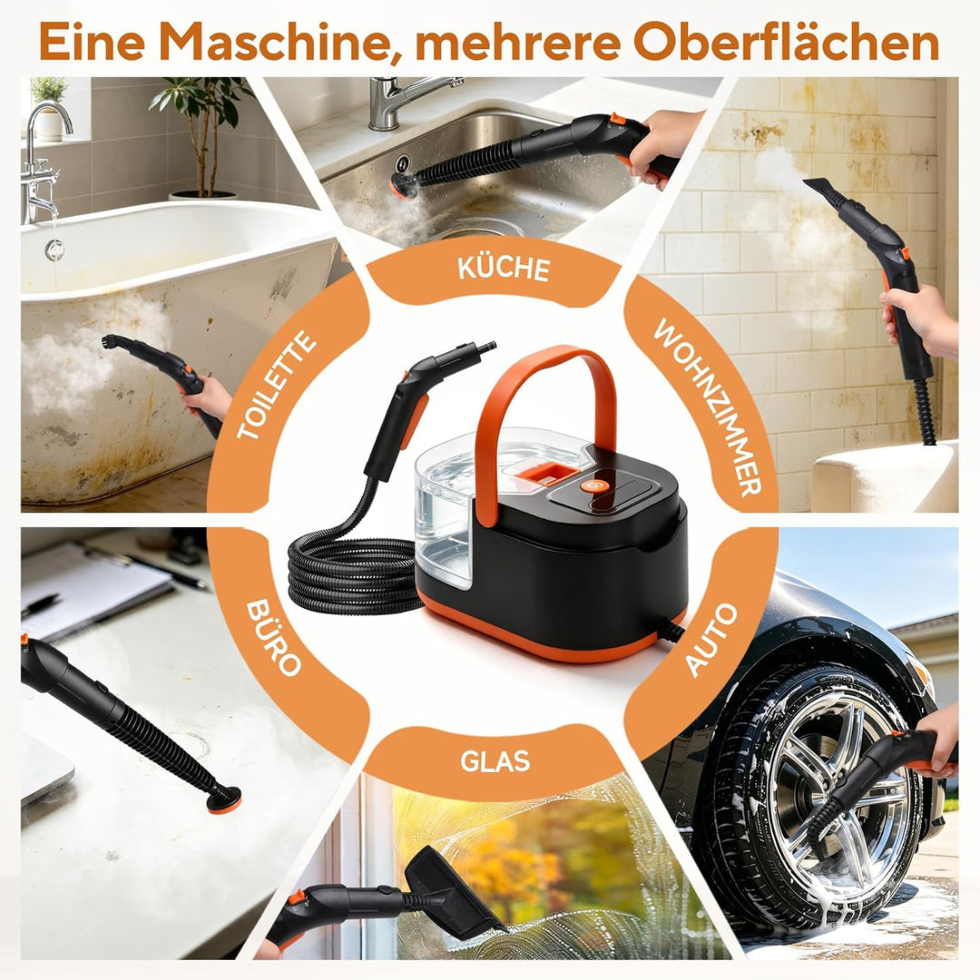 Dampfreiniger Handgerät für Haushalt Auto Handdampfreiniger 221°F 4 Bar Black, Black